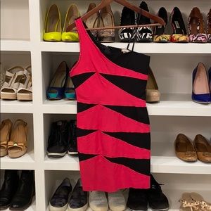 Black and pink one or two strap party dress